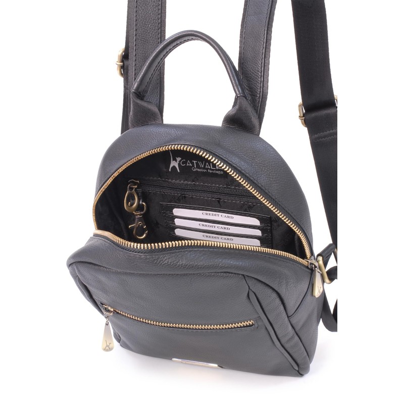 Catwalk Collection Handbags - Small Leather Fashion Backpack For Women