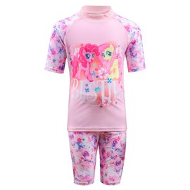 Julysand Toddler Girls Rash Guard Sets Pink My Little Pony Swimsuit Short Sleeve Two Piece Swimwear Sun Protection Suit 032-8T