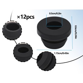 Lhbwhiz Pack of 12 pot carrier rubbers, rubber feet for pot supports, rubber grommets, rubber plugs with 5 mm rods, accessories for caravan hob (black, pot carrier not included)