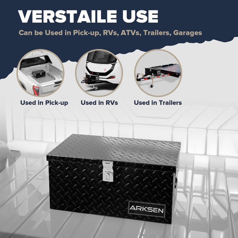 ARKSEN 20 Inch Heavy Duty Aluminum Diamond Plate Tool Box