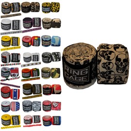 Ring to Cage Handwraps Mexican Style Stretchable- Patterned 180" (Black Skull)