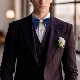 GHTIYLP Oversized Bow Ties for Men Pre-tied Bow Tie with Pearl Decoration Adjustable Bowties Men for Wedding Party Business (Pearl-navy blue 02)