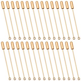 60pcs Brooch Pin Stick for Jewelry Making,Metal Stick Pin Brooch Safety Pins Needle Eye Pins with Stopper Ends for DIY Costume,Suit Tie Hat pin,Jewelry Making Accessories(K Gold)