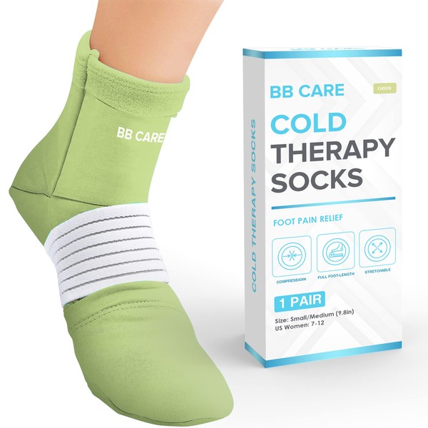BB CARE Cold Therapy Socks - Reusable Cooling Socks for Hot Feet - Ice Socks for Feet - Ice Bath Socks for Plantar Fasciitis, Arthritis, Postpartum Foot, Sprains & Swelling - Large 11 inch Medium