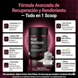 CELLX | Post Workout Suplemento Deportivo con BCAAs 2:1:1, Beta Alanina, Carnitina, Magnesio, Zinc y AstraGin | 300 g (Berries)