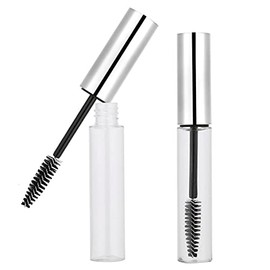 Tubo de rímel vacío con varilla de pestañas, 5 colores Tubo de rímel vacío de 10 ml con varilla de pestañas Botella de contenedor de rímel vacía Botella de crecimiento de pestañas (tapa plateada)