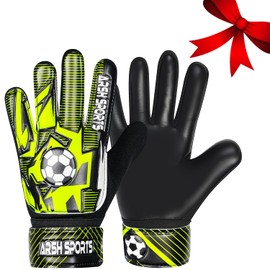 Arsh Sports Soccer Goalie Gloves for Kids,Goalkeeper Gloves for Youth Boys Girls 4MM Latex Palm,Anti Slip,Super Gip Double Wrist Protection (Black-Yellow, Size 6 Suitable for 13 to 15 Years Old)