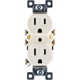 GE, Light Almond, Grounding Duplex Outlet, In Wall Receptacle, 3 Prong Electrical Socket, Easy Install, 15 Amp, UL Listed, 17814, Standard