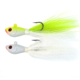 2 Pieces/lot 4 oz Bucktail Jig Saltwater Saltwater Flounder Bass Bluefish Striper Teaser Bucktail Jigs (4)