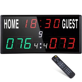 PELLOR Triple Score Basketball Scoreboard, 15.6 Inch Electronic Scoreboard Portable Scoreboard with Remote Control for Basketball, Table Tennis, Hockey, Baseball and Tabletop Games