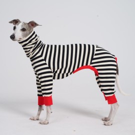 ESCCBOO Italian Greyhound Onesie Clothes, Turtleneck Striped Shirt for Whippets Puppy, Light and Thin Shirt for Spring and Summer (Large)