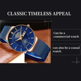 Lige Luxury Ultra-thin Men Watch Quartz Date Week 3ATM Waterproof Steel Wrist Watches