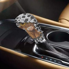 HUISEFOR Highland Cow Car Gear Shift Cover & Handbrake Cover Set of 2 Easy to Install Car Gear Shift Hand Brake Cover Protector Replacemment Auto Interior Sets for SUV Vehicle Sedan Truck