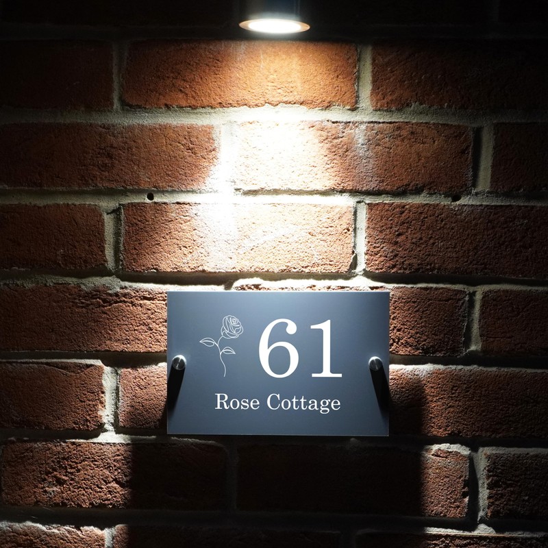 Badgemaster Modern Anthracite House Number Sign Plaque Stainless Steel Standoffs