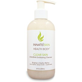 Clear Skin AHA/BHA Exfoliating Cleanser (8 oz) - Gentle Acne Face Wash with Glycolic Acid and Jojoba Beads - Safe for All Skin Types