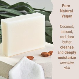 Natural Unscented Soap for Sensitive Skin - Vegan Handmade Soap with Coconut, Almond, and Shea Butter - Moisturizing, Gentle, and Fragrance-Free for Women and Men.