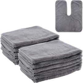 DIMEGON - 12 toallas faciales en forma de U, diseño dividido, toalla suave de estético, paño facial de forro polar coral para salones de belleza, cuidado de la piel, centros de spa, gris
