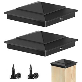 Toscoco 10-Pack Aluminium Pyramid Cap for 4" x 4" (Actual 3.5" x 3.5") Wood Post Cedar Fence Deck Corridors Mailbox Posts End Cover - Dual Layer Black Powder Coating