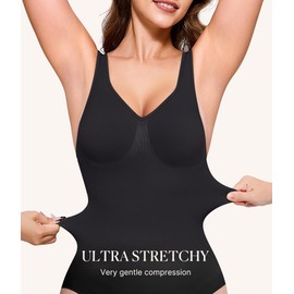 BRABIC Shapewear Bodysuits for Women Tummy Control Shapewear Seamless Faja Body Shaper Suit (Black,Large)