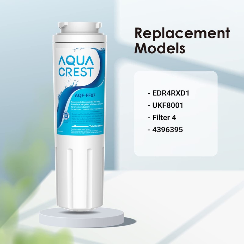 AQUA CREST UKF8001 Replacement for EveryDrop Filter 4, UKF8001P, Whirlpool