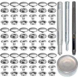 18 Sets 15mm Jumper Hooks Stainless Steel Metal Buttons (with Tools) DIY Handmade. (Silver)