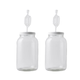 FastRack 1 Gallon Mason Jar Wide Mouth & Twin Bubble Airlock (Pack of 2) | for Fermentation, Pickling, Brewing & Dry Storage – BPA-Free One Gallon Glass Jar with Lid