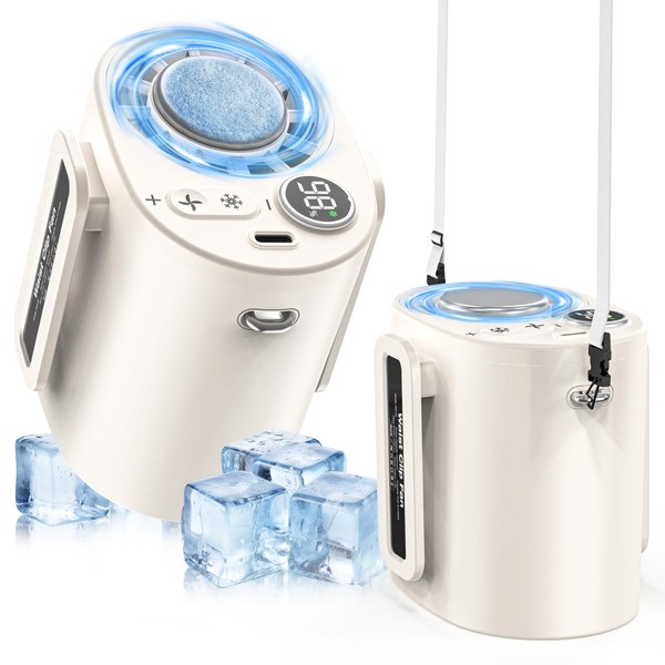 Uoiai Handheld Portable Fan Rechargeable with Ice Cooler, 5000mAh, 1-100