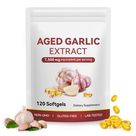 Aged Garlic Extract Softgels 120 Count, Odourless Allium Sativum Formula, Non-GMO & Gluten Free, Heart & Immune Support, Daily Herbal Supplement