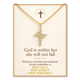 JOGDIAM Gold Cross Necklace for Girls, Christian Religious Jewelry Gifts for Women Girls Faith Based Baptism Birthday Confirmation Gifts for Daughter, Sister, Friend