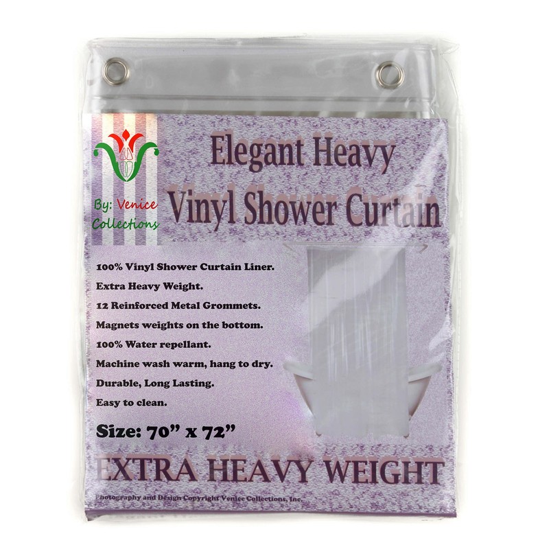 Venice Collections Elegant Heavy Duty Vinyl Shower Curtain Liner with