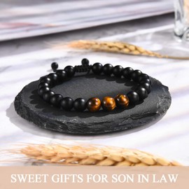 TEVOP Best Son in Law Ever Gifts, Son in Law Gifts Beads Bracelet Gifts from Mother in Law -Birthday Anniversary Christmas Gifts for Men