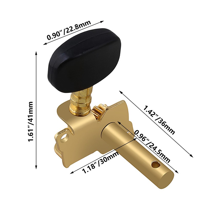 Yibuy Gold-plated 2R2Lチューニングペグマシーン・ヘッドチューナーForウクレレ4弦ギター