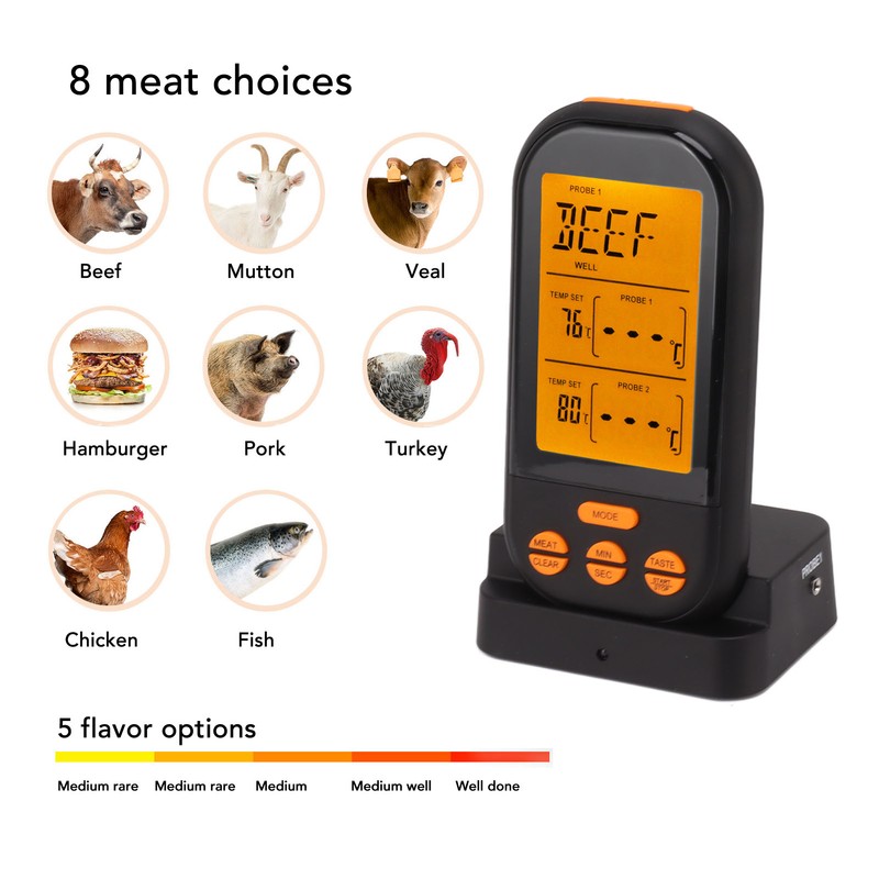 EN2010 1 Wireless Dual Probe Thermometer Kitchen Meat Thermometer Digital