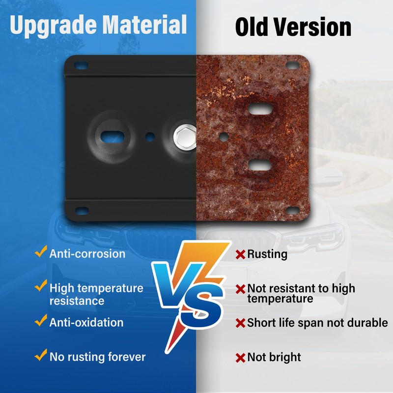 Steel No-Drill Front Bumper License Plate Bracket – Anti-Theft Tow