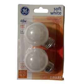 GE 4 GE 40w Soft White G16 1/2 Globe Shape Decorative A15 Light Bulbs E26 Screw 2Pk