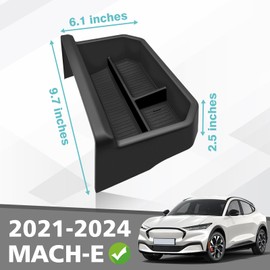 BestEvMod Upgrade Center Console Dash Storage Box Tray Compatible with Mustang Mach E 2021-2026 Dashboard Screen Back Organizer Custom fit ABS Material with PVC Trim Black
