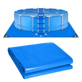 Square Swimming Pool Ground Cloth, 12Ft Waterproof Heavy Duty Swimming Pool Liner Pad Ground Cloth Mat for above Ground Protector Pad Pool Tarp, Blue