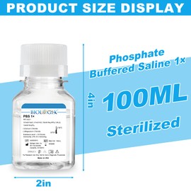 CryoKing Phosphate Buffered Saline 1X, PBS Buffer 0.1um Filtration, 7.4pH, Sterilize, Reay to Use Buffer for Laboratory, 100ml/Bottle, 2 Bottle/Case