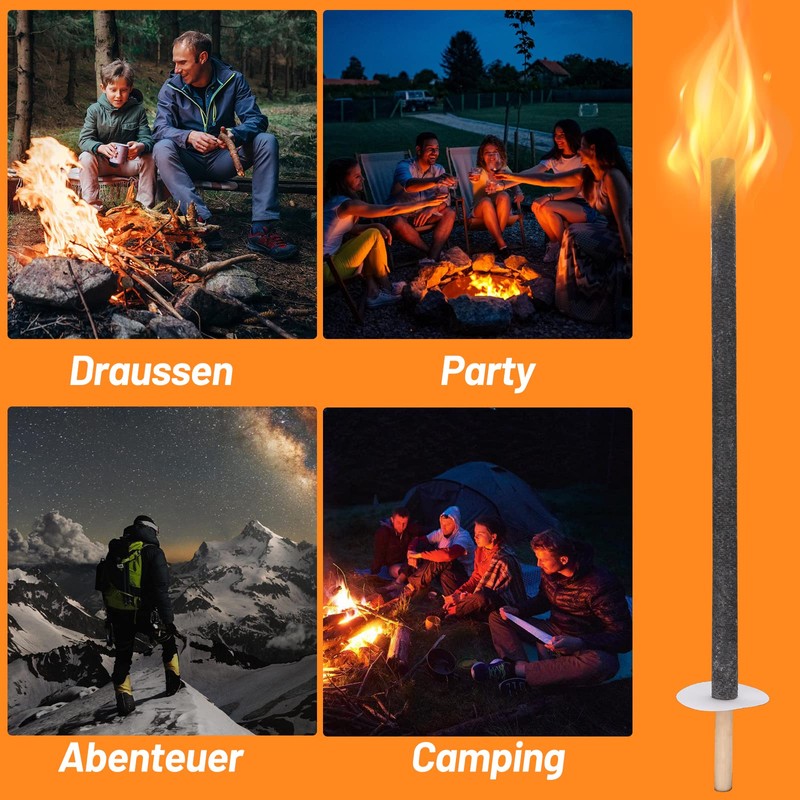 Eulenke Pack of 50 Wax Torches with Hand Guard, 90-100