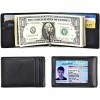 Kinzd Mens Slim Leather Front Pocket Wallet RFID Money Clip