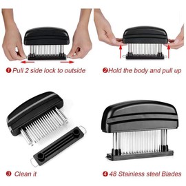 Happy Fox | Meat Tenderizer Needle，48 -pin Stainless Steel Sharp Blade, Used for Professional Kitchen Tender Meat Tools