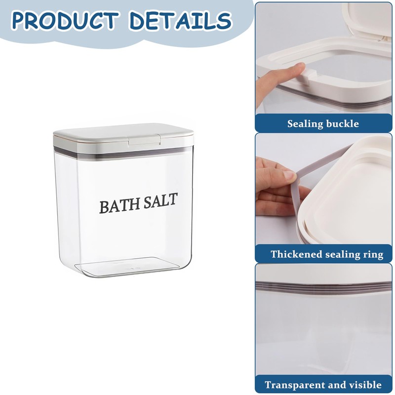 Yomjarl 2 Pack Salt Container,2 L Bath Salt Container With
