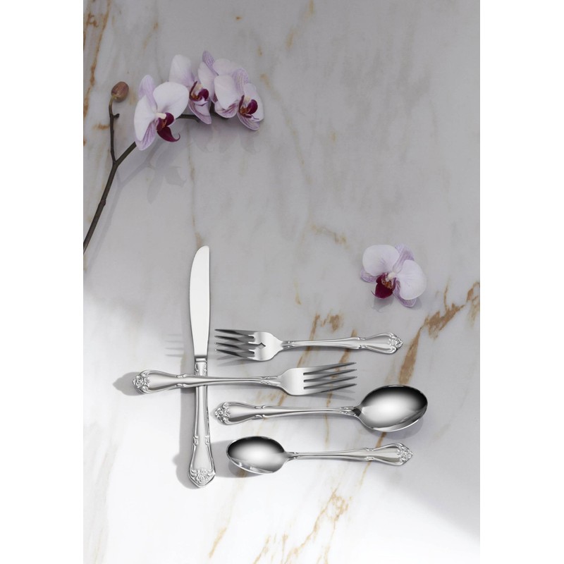 Oneida B552004C True Rose Everyday Flatware Dinner Spoons, Set Of