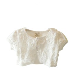 WIN Girl's Bolero Cardigan, Short Sleeve, For Children, Girls, White, Pink, Thin, Soft, Cardy, Girls, Formal Kids, Formal Dress, Cute Recitals, Kindergarten Entrance Ceremonies, Weddings, Parties,