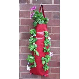 Bowry's Red Hanging Strawberry Flower Bag Planters - Pack of 2 (Red)