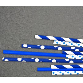 Pomp Baby Blue 100% Biodegradable Decorative Paper Straws (100 Count) | Long Lasting Premium Quality & Eco-Friendly Standard Size Drinking Straws | The Perfect Finishing Touch For Any Occasion