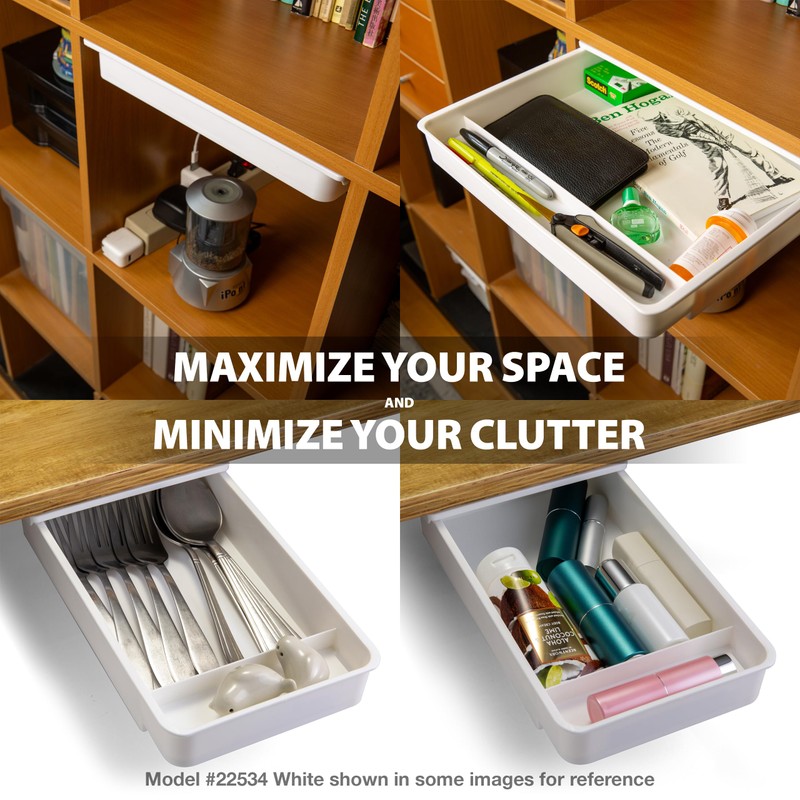 Officemate Medium Self-Adhesive Under Desk Drawer, Black, 6" x 10.75"