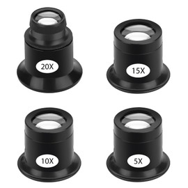Magnifying Eye Magnifier, 4PCS JewelersMagnifying Loupe Glasses, 5X 10X 15X 20X Eye Loop for Watch-Repairing Sewing