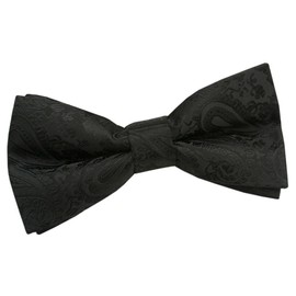 DQT New Paisley Black Men's Pre-tied Bow Tie