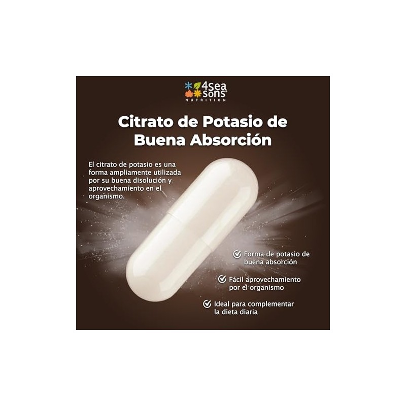 Citrato de Potasio 700 mg con Vitamina C | Potassium